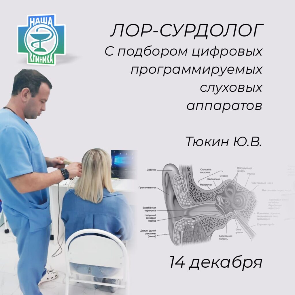 Оториноларинголог. Врач - сурдолог. Тюкин Юрий Владимирович.